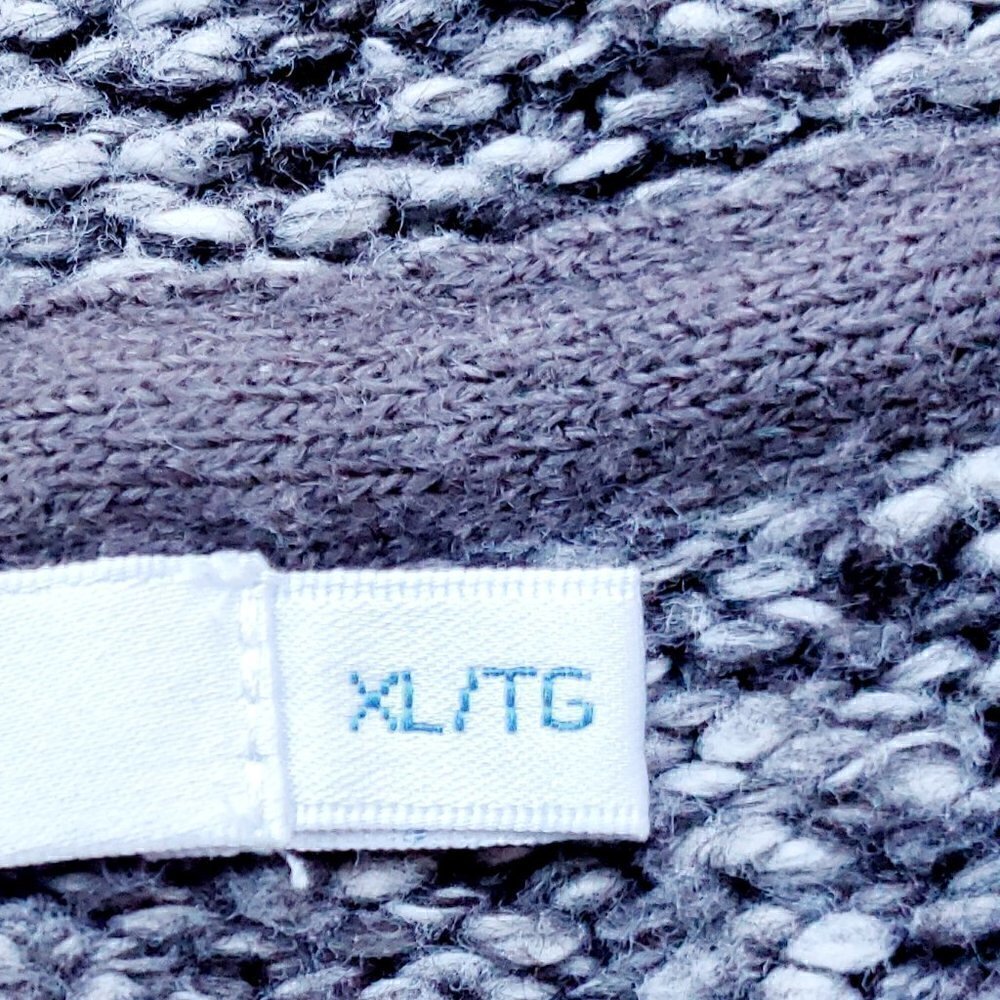 VINTAGE Oversized Retro Fair Isle Zip-Up Grey-Blue Fishermen Collar Neck Women's - Picture 3 of 7
